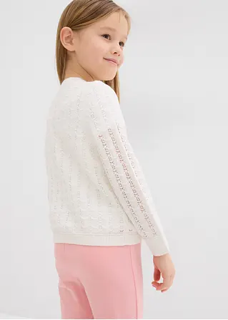 Bonprix Mädchen-Strickjacke Im Schönen Design - Weiß - Kinder