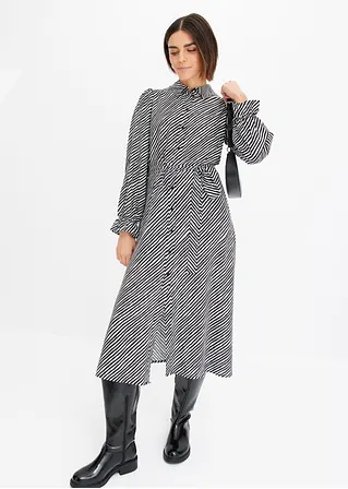 Bonprix Maxi Blumenkleid Mit Bindegürtel Und Elastischem Ärmelsaum