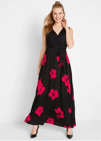 Bonprix Maxi-Umstandskleid Mit Blumenprint Und Stillfunktion - Schwarz