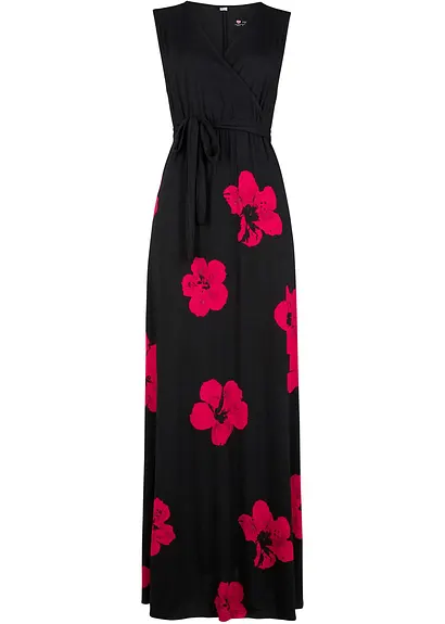 bonprix Maxi-Umstandskleid mit Blumenprint und Stillfunktion - schwarz