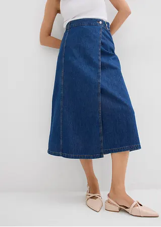 Bonprix Midi Jeansrock In Wickeloptik - Blau Regular - Damen