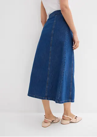 Bonprix Midi Jeansrock In Wickeloptik - Blau Regular - Damen