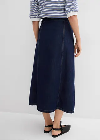 Bonprix Midi Jeansrock In Wickeloptik - Blau Regular - Damen