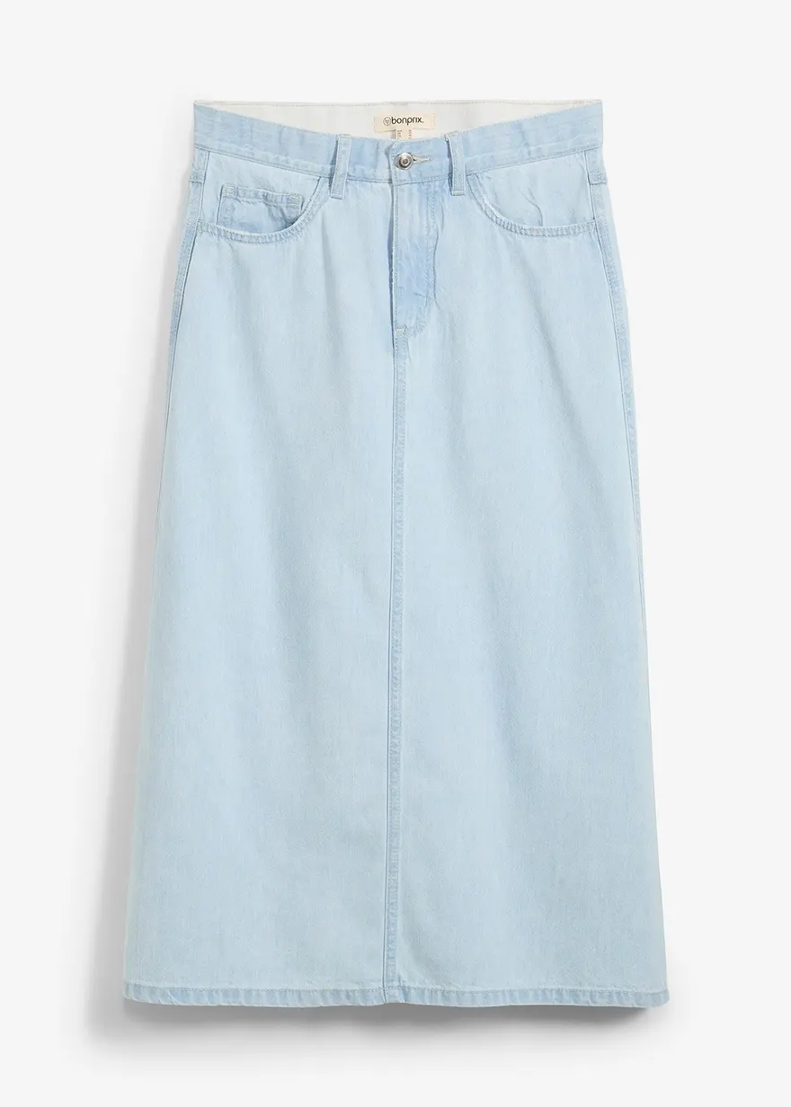 bonprix Midi Jeansrock mit mittlerem Bund - blau regular