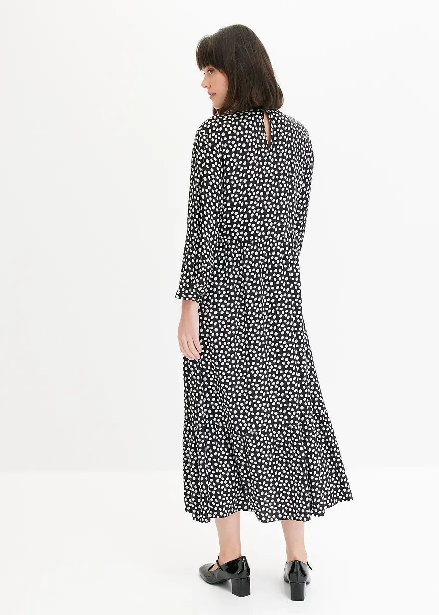 Bonprix Midikleid Mit Modischem Punktedruck - Schwarz - Damen
