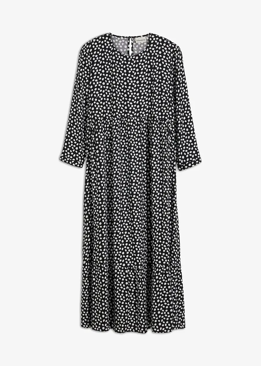 bonprix Midikleid mit modischem Punktedruck - schwarz - Damen