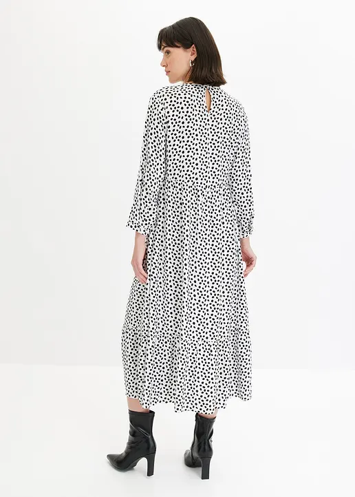 Bonprix Midikleid Mit Modischem Punktedruck - Weiß - Damen