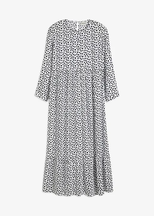bonprix Midikleid mit modischem Punktedruck - weiß - Damen