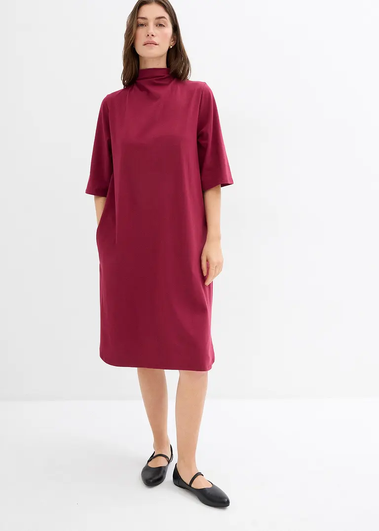 Bonprix Midikleid Mit Rollkragen Und Bindedetail Im Nacken - Rot - Damen