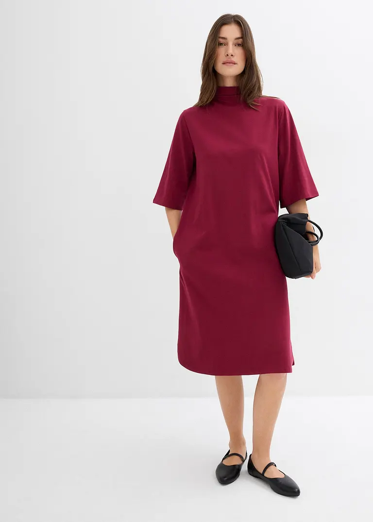 Bonprix Midikleid Mit Rollkragen Und Bindedetail Im Nacken - Rot - Damen