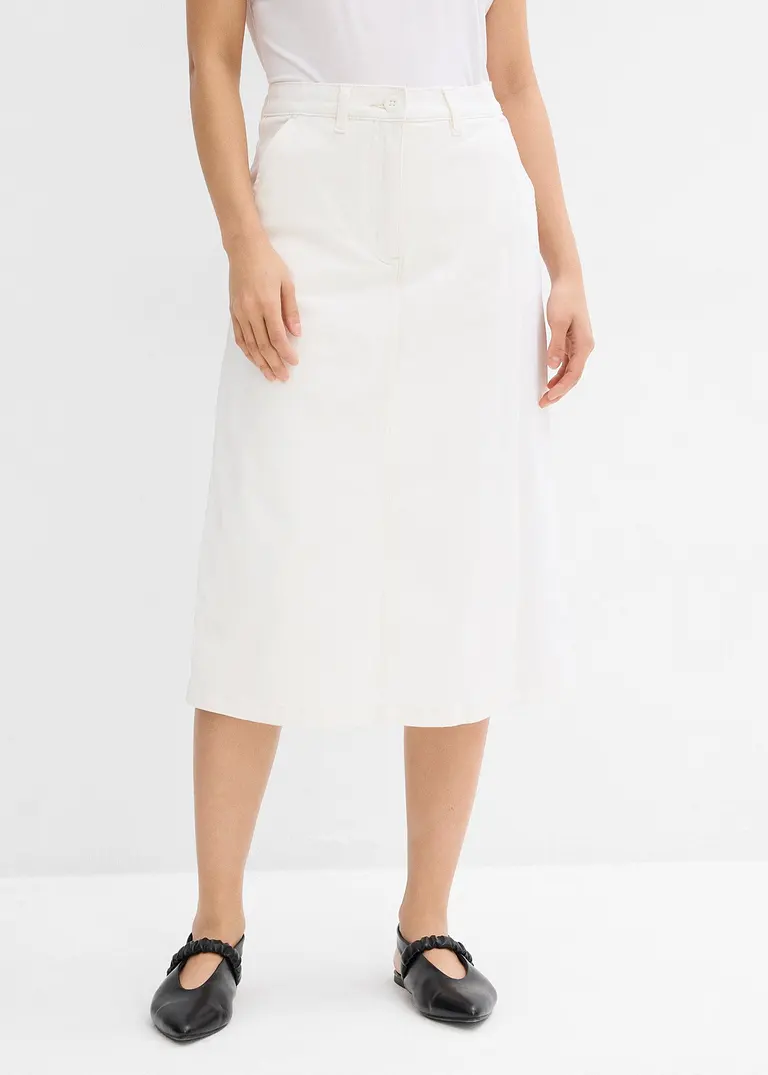 Bonprix Midirock Mit Mittelhohem Bund Mit Gürtelschlaufen Vordertaschen Sowie Reißverschluss Und Metallhaken Als Verschluss