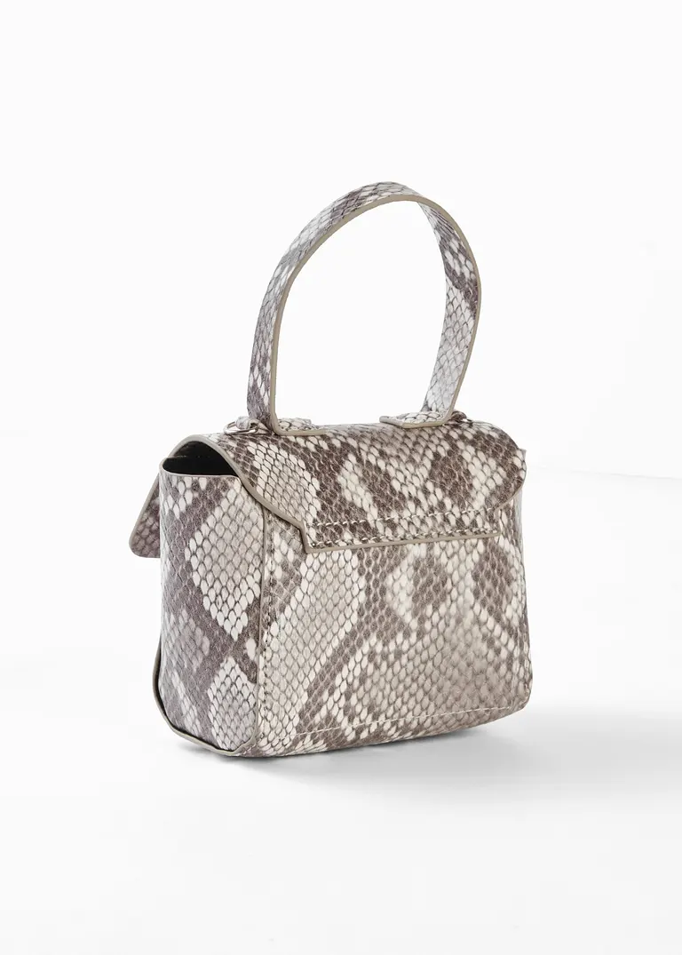 Bonprix Mini Umhängetasche In Geprägter Lederoptik - Grau