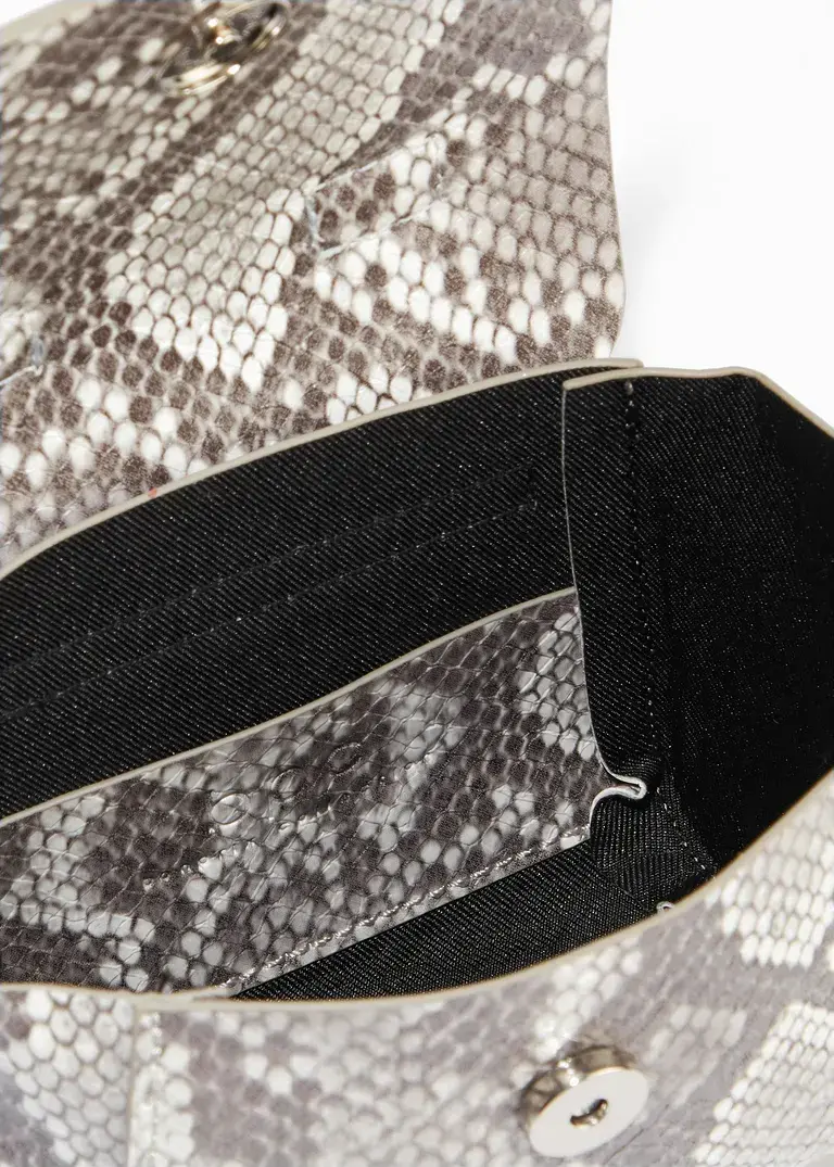 Bonprix Mini Umhängetasche In Geprägter Lederoptik - Grau