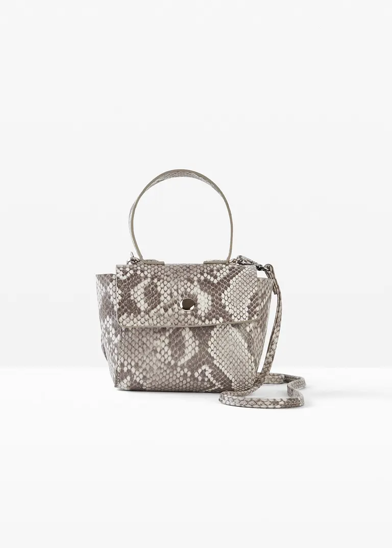 bonprix Mini Umhängetasche in geprägter Lederoptik - grau