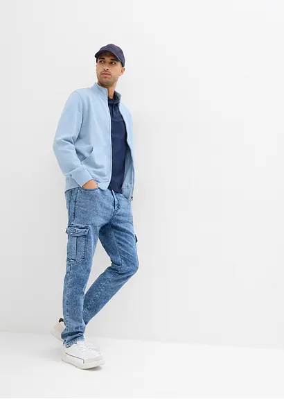 Bonprix Modern Geschnittene Sweat-Schlupfjeans Mit Cargotaschen