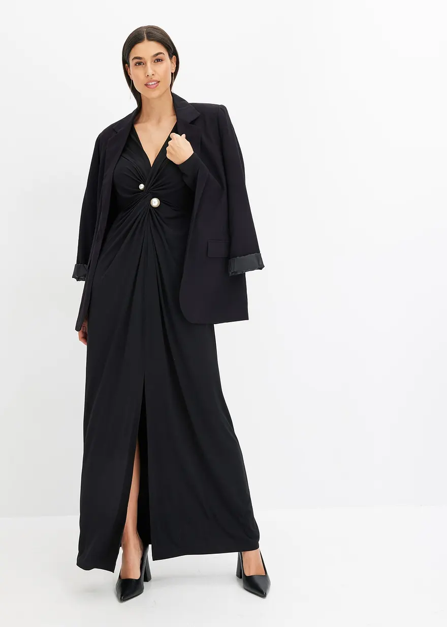 Bonprix Modern Und Feminin: Abendkleid Aus Jersey Mit Knoten-Detail Und Perlen-Nadel