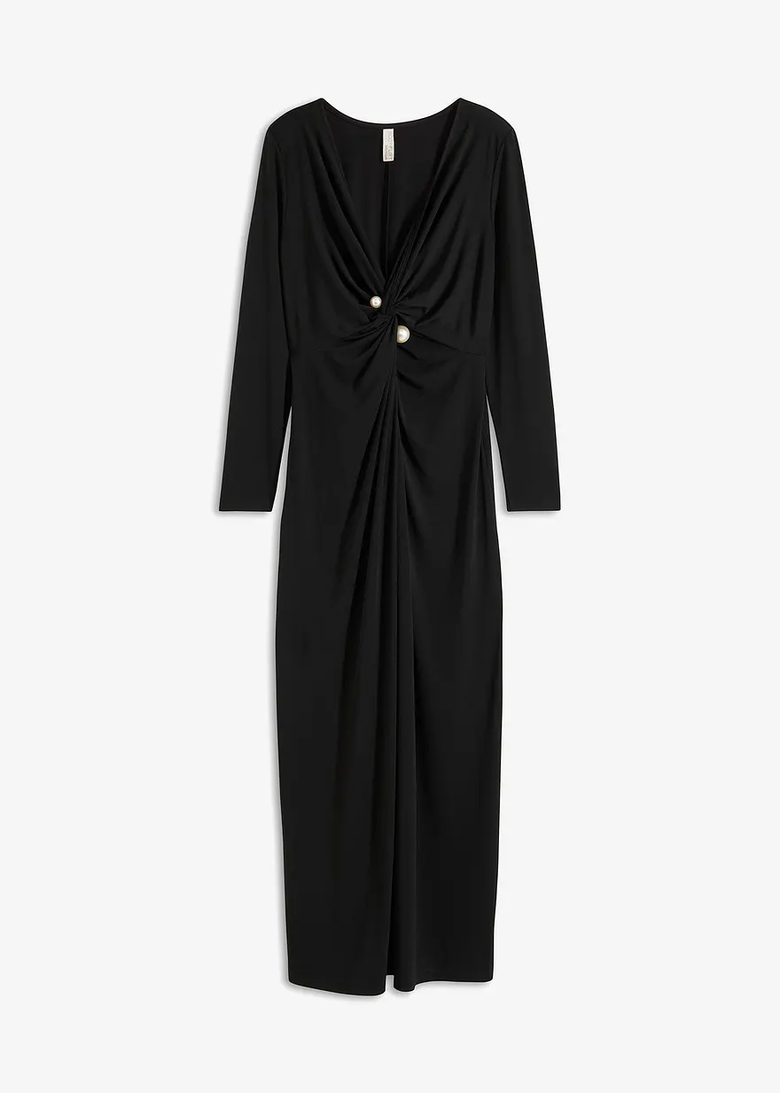 bonprix Modern und feminin: Abendkleid aus Jersey mit Knoten-Detail und Perlen-Nadel