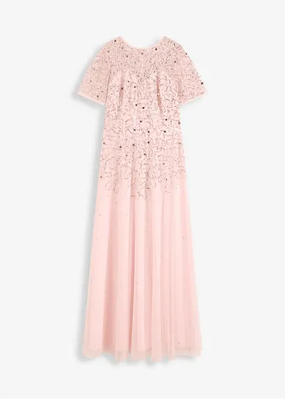 bonprix Modern und feminin: Abendkleid in Maxi-Länge aus zartem Tüll mit Paillettenstickerei