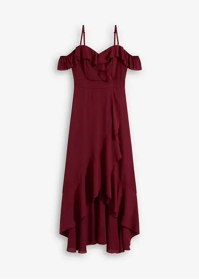 bonprix Modern und feminin: Abendkleid mit verstellbaren Trägern und Carmen-Ausschnitt sowie Volants