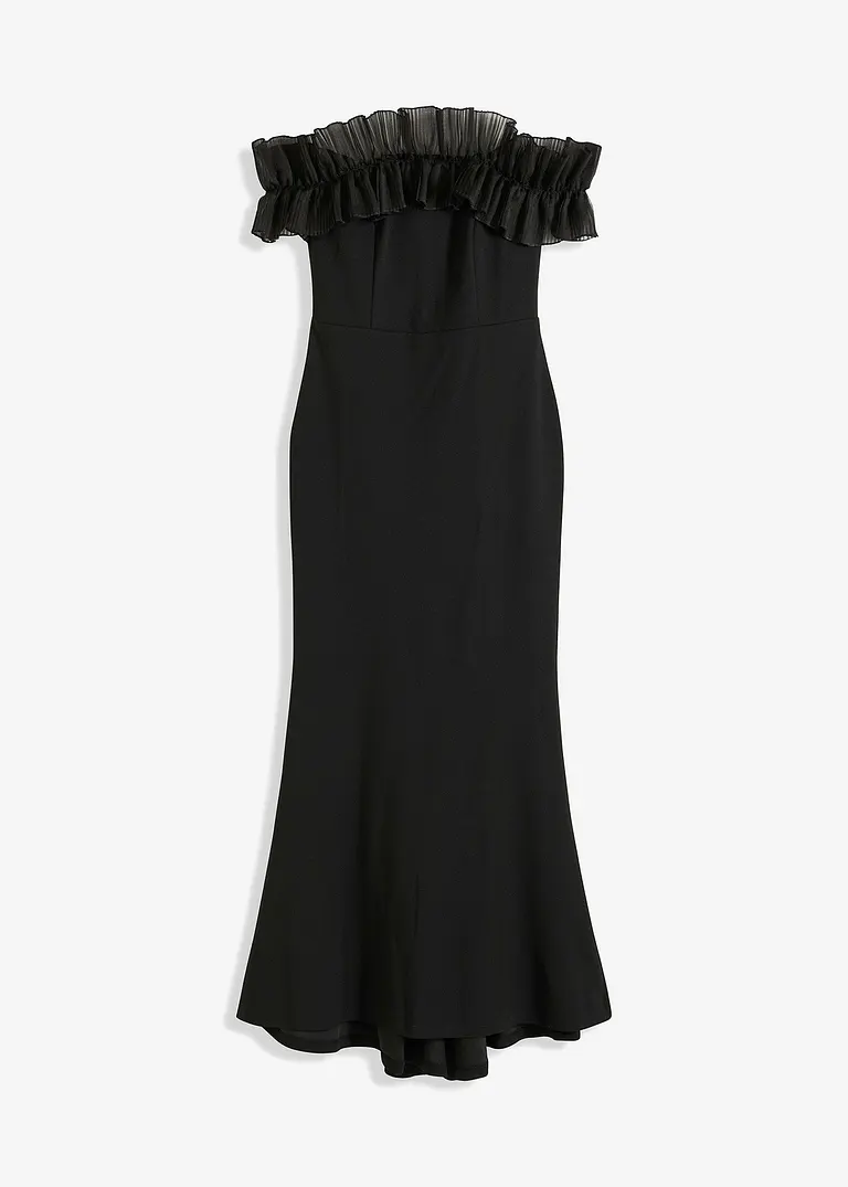 bonprix Modern und feminin: Carmen-Kleid in Maxi-Länge aus strukturiertem Crepe mit besonderer Organza-Applikation am Ausschnitt