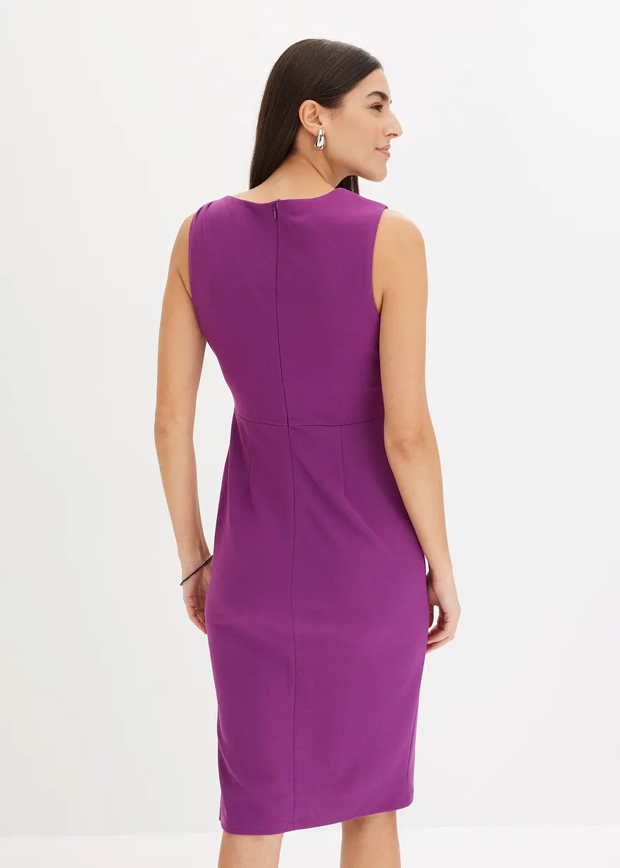 Bonprix Modern Und Feminin: Etui-Kleid In Mini-Länge Aus Fester Scuba-Qualität Mit Cut-Out Und Blumen-Applikation