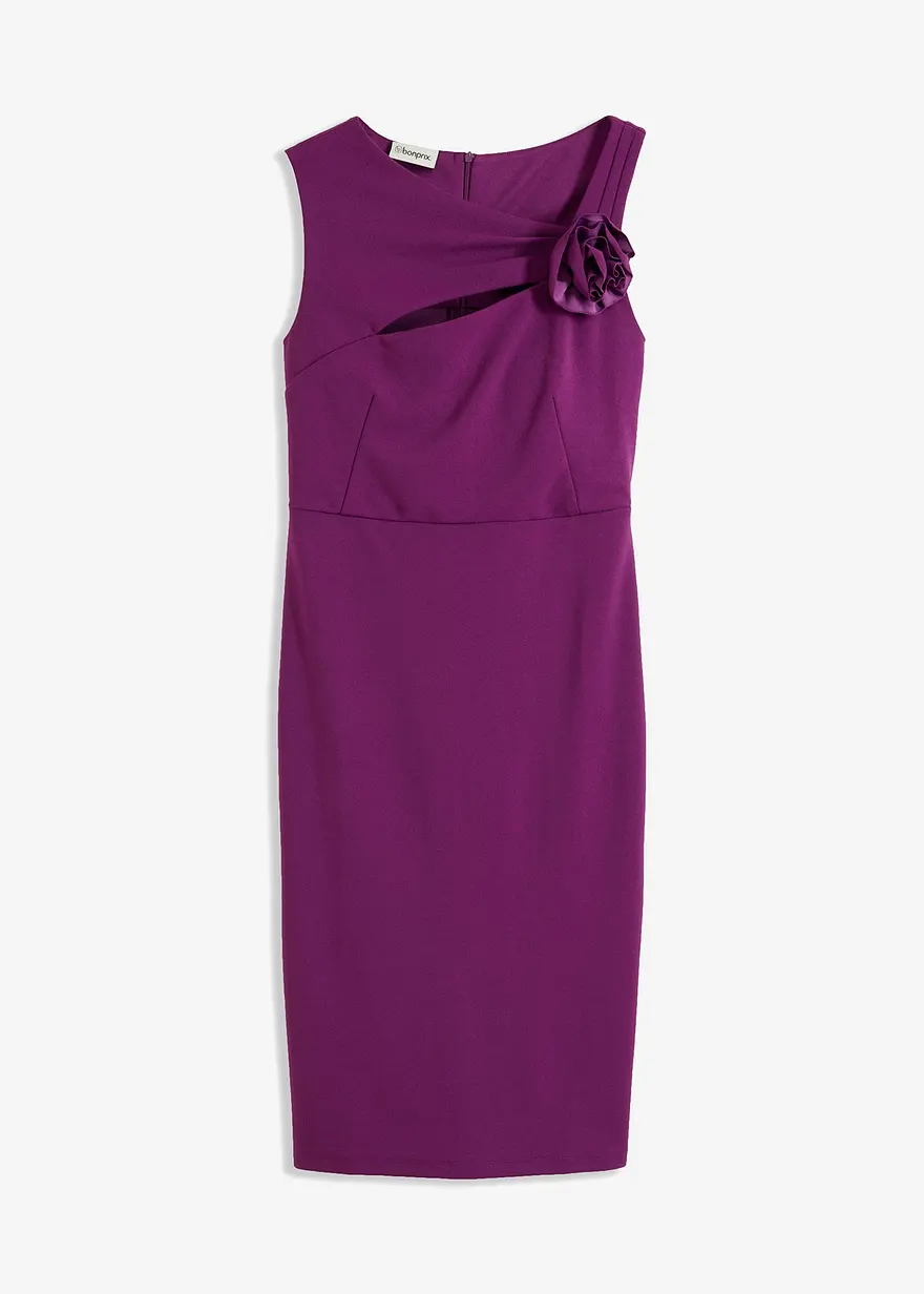 bonprix Modern und feminin: Etui-Kleid in Mini-Länge aus fester Scuba-Qualität mit Cut-Out und Blumen-Applikation