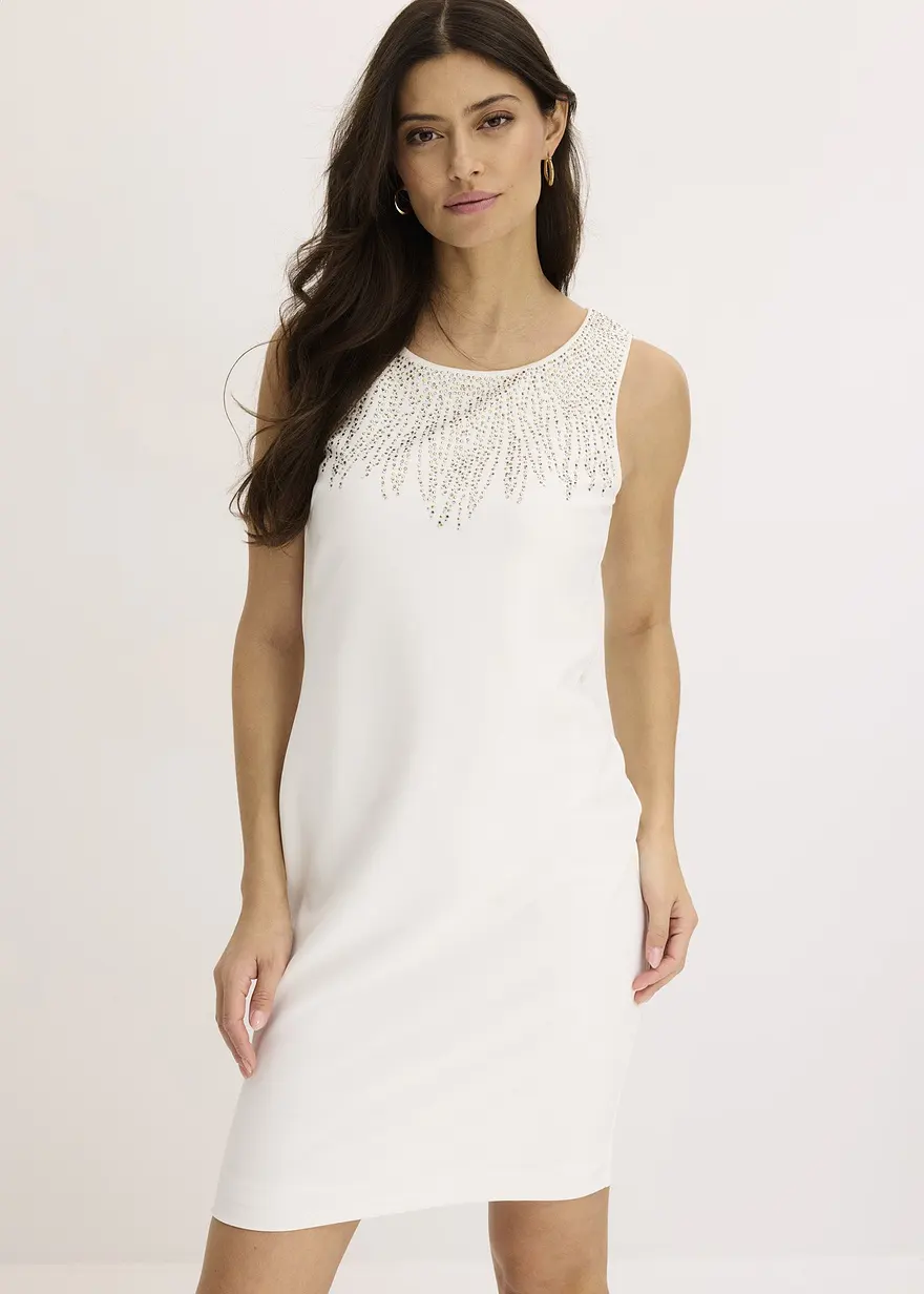 Bonprix Modern Und Feminin: Etuikleid In Mini-Länge Mit Strasssteinverzierung Am Ausschnitt