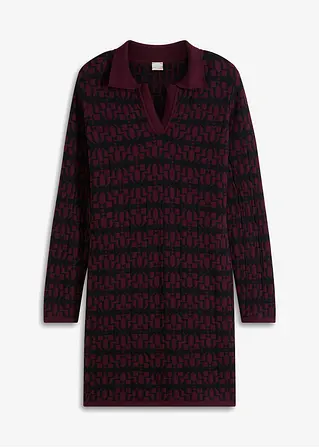 bonprix Modern und feminin: Jacquard-Strickkleid mit Kragen - rot - Damen