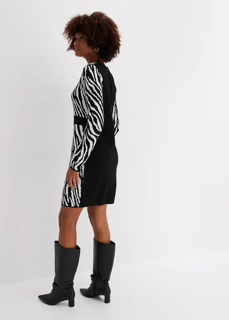 Bonprix Modern Und Feminin: Jacquard-Strickkleid Mit Zebramuster - Damen