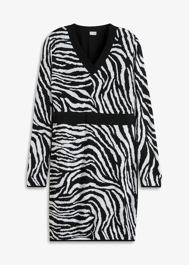 bonprix Modern und feminin: Jacquard-Strickkleid mit Zebramuster - Damen