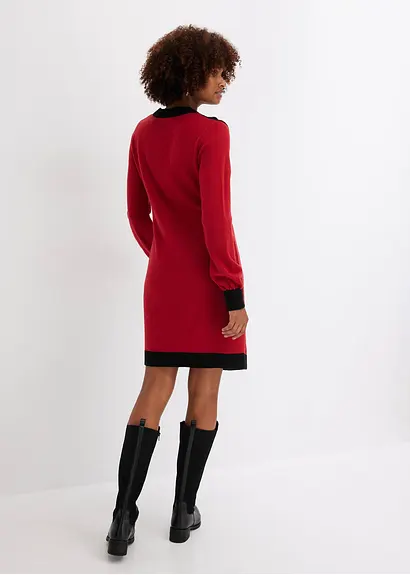 Bonprix Modern Und Feminin: Jacquard-Strickkleid - Rot - Damen