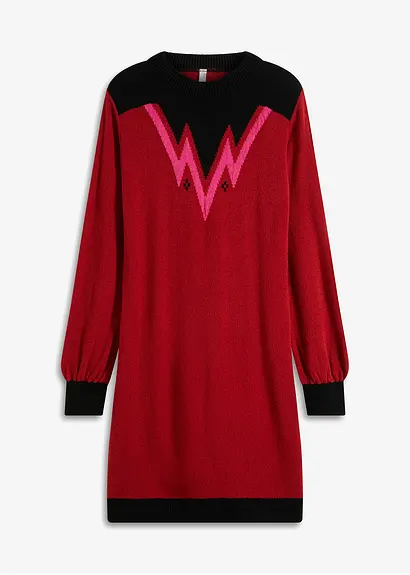 bonprix Modern und feminin: Jacquard-Strickkleid - rot - Damen