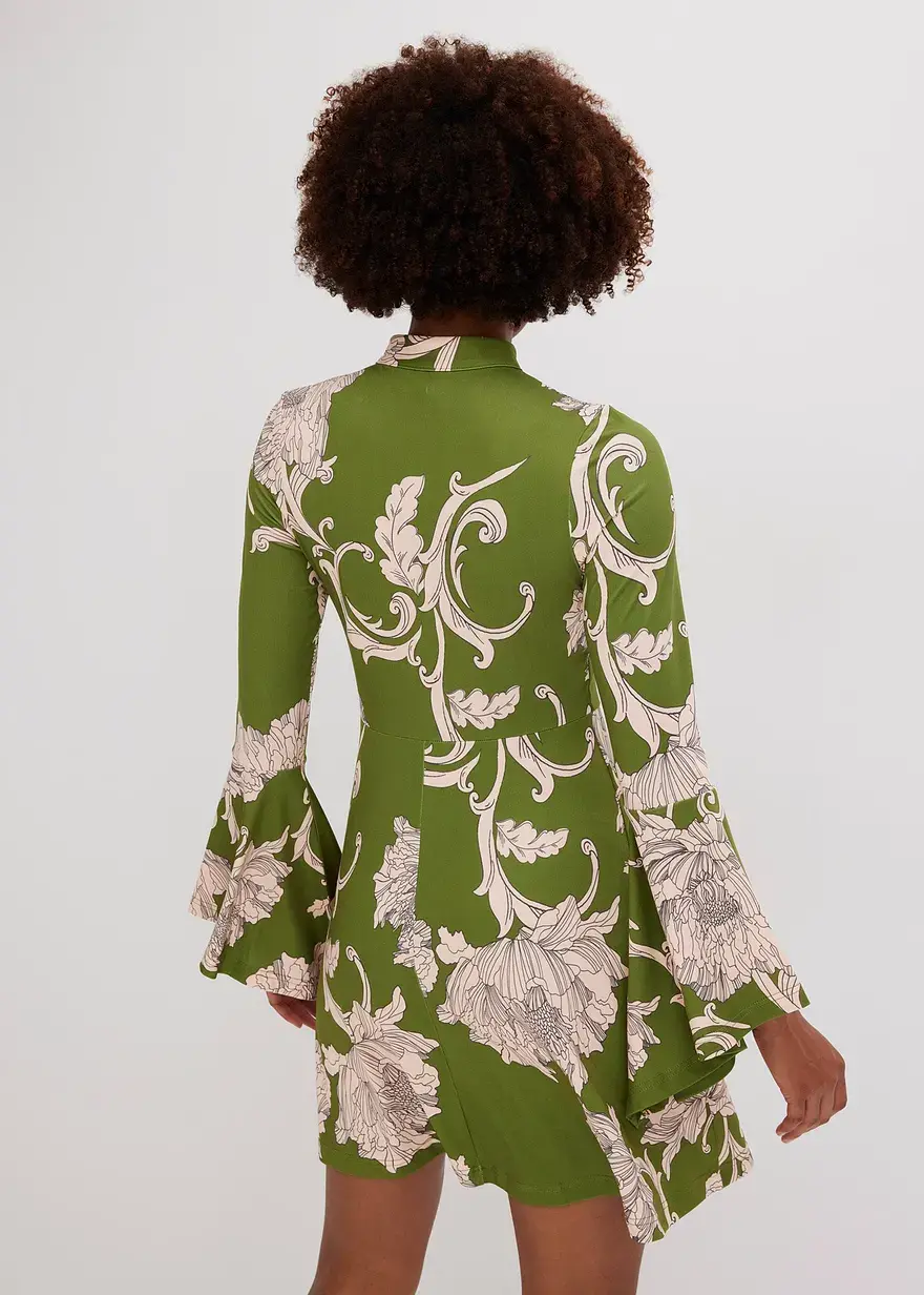 Bonprix Modern Und Feminin: Jersey-Kleid Mit Stehkragen Und Volant-Ärmeln