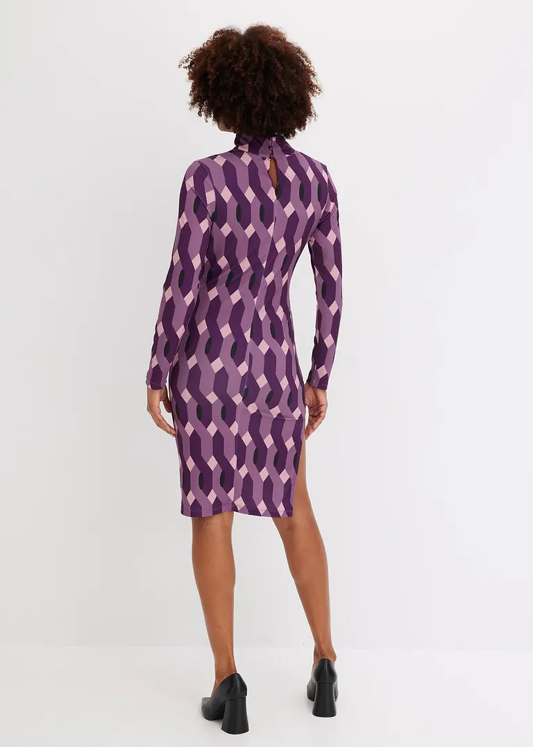 Bonprix Modern Und Feminin: Jersey-Kleid Mit Stehkragen Und Raffung An Der Seitennaht