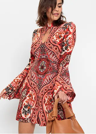 Bonprix Modern Und Feminin: Jerseykleid Mit Cut-Out Am Ausschnitt Und Mit Platzierten Druck