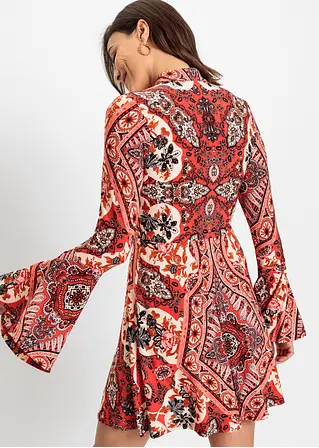 Bonprix Modern Und Feminin: Jerseykleid Mit Cut-Out Am Ausschnitt Und Mit Platzierten Druck