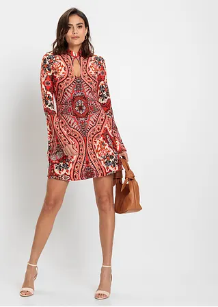 Bonprix Modern Und Feminin: Jerseykleid Mit Cut-Out Am Ausschnitt Und Mit Platzierten Druck