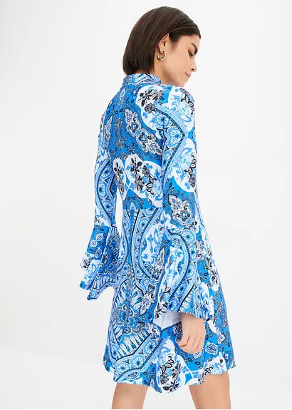 Bonprix Modern Und Feminin: Jerseykleid Mit Cut-Out Am Ausschnitt Und Mit Platzierten Druck