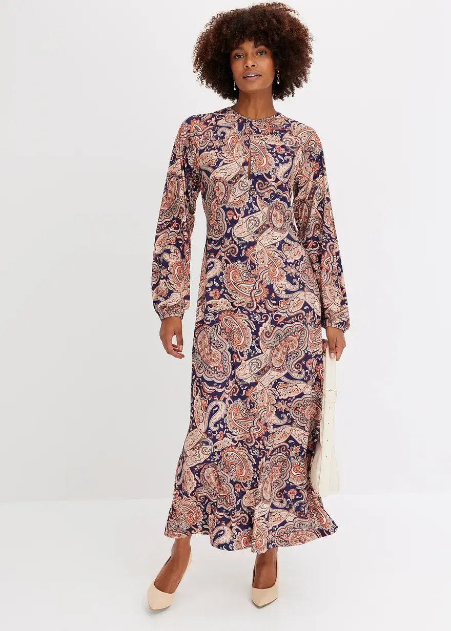 Bonprix Modern Und Feminin: Jerseykleid Mit Drapierung Am Ausschnitt