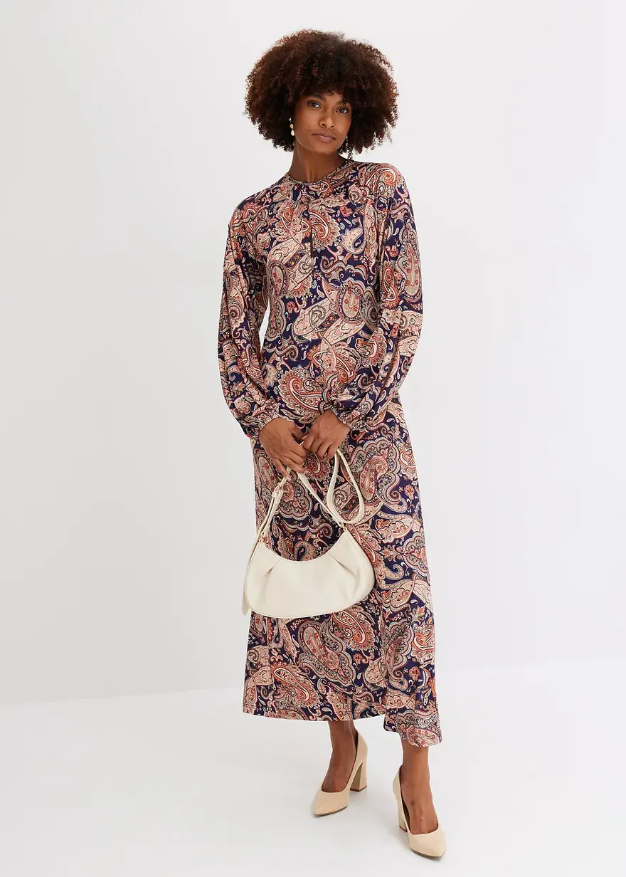 Bonprix Modern Und Feminin: Jerseykleid Mit Drapierung Am Ausschnitt