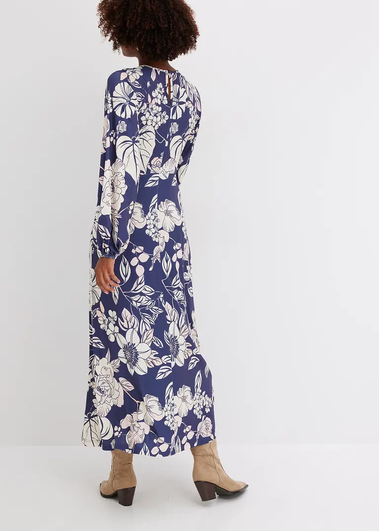 Bonprix Modern Und Feminin: Kleid Mit Drapierung Am Ausschnitt. - Blau