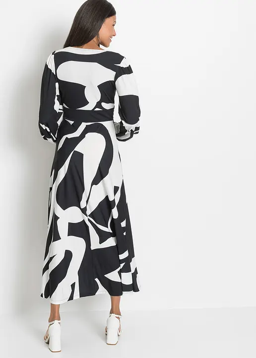 Bonprix Modern Und Feminin: Langes Jerseykleid Mit Ballon-Ärmel - Weiß