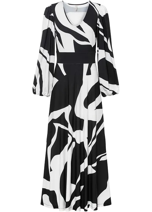bonprix Modern und feminin: Langes Jerseykleid mit Ballon-Ärmel - weiß