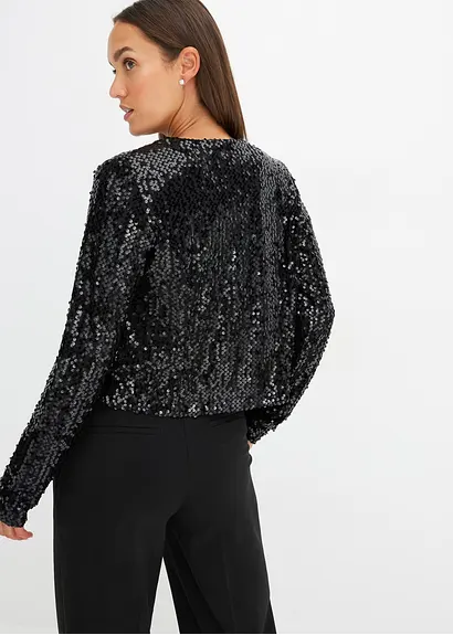 Bonprix Modern Und Feminin: Mantel Mit Pailletten - Schwarz