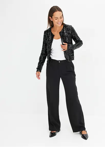 Bonprix Modern Und Feminin: Mantel Mit Pailletten - Schwarz