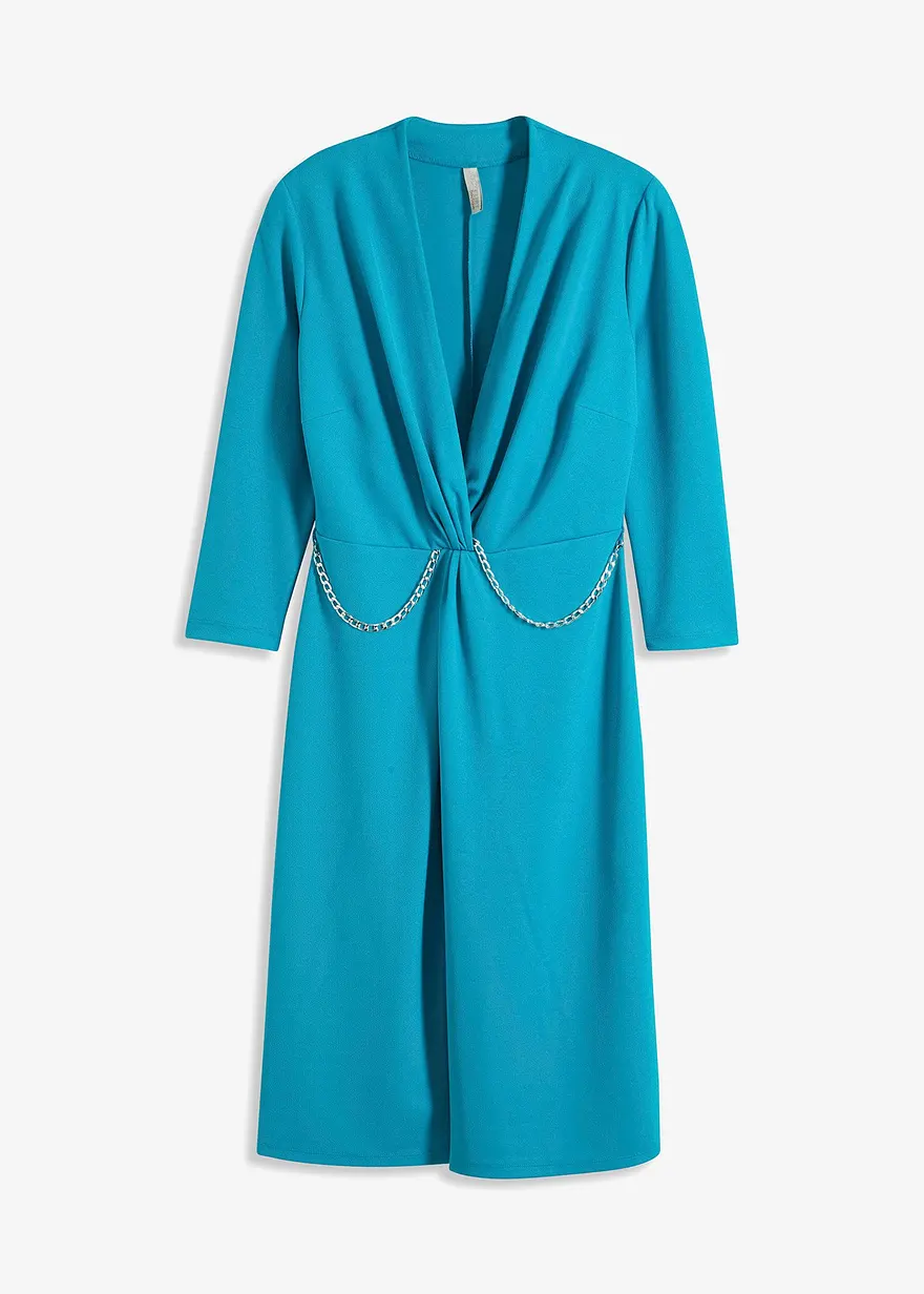 bonprix Modern und feminin: Midikleid aus strukturiertem Crêpe mit Knotendetail und Ankerkette an der Taille