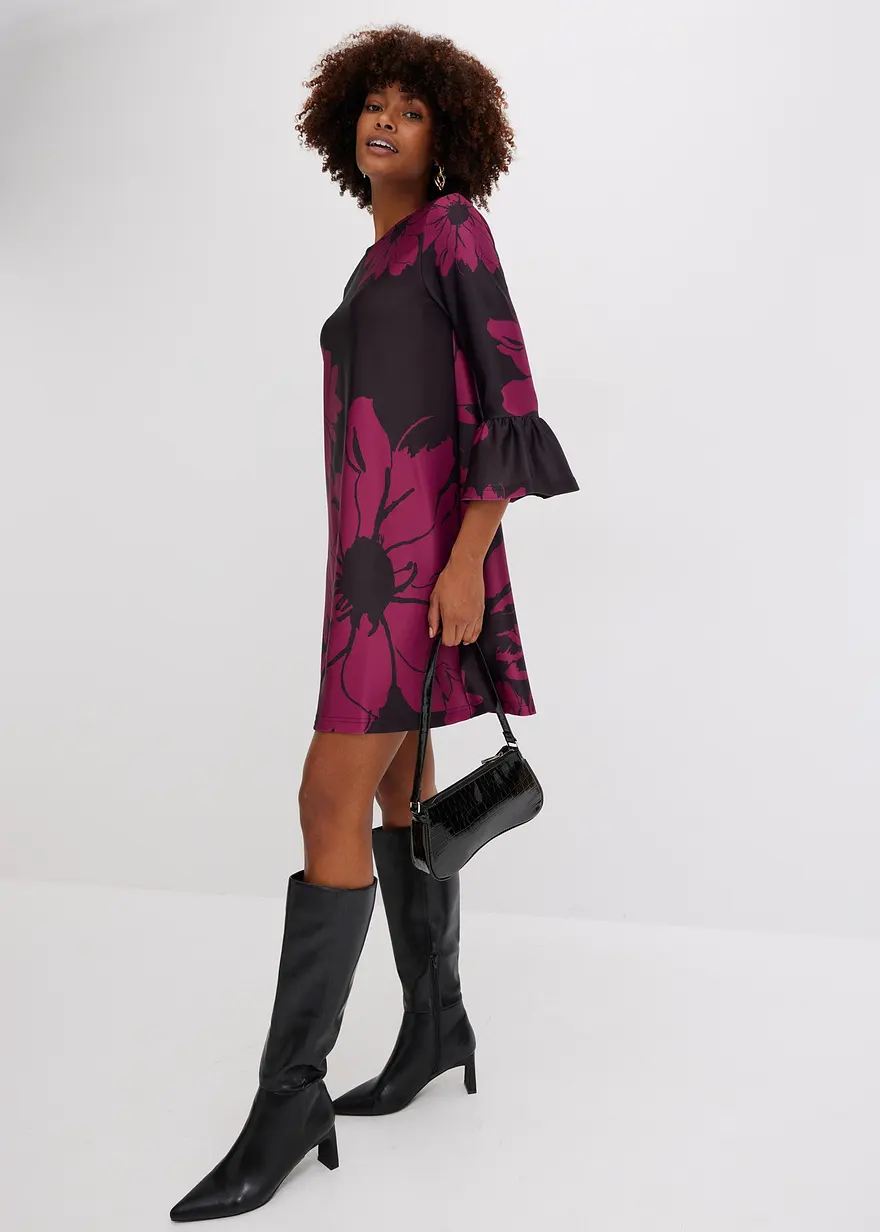 Bonprix Modern Und Feminin: Minikkleid Mit Volant-Ärmeln Und Floralem Print