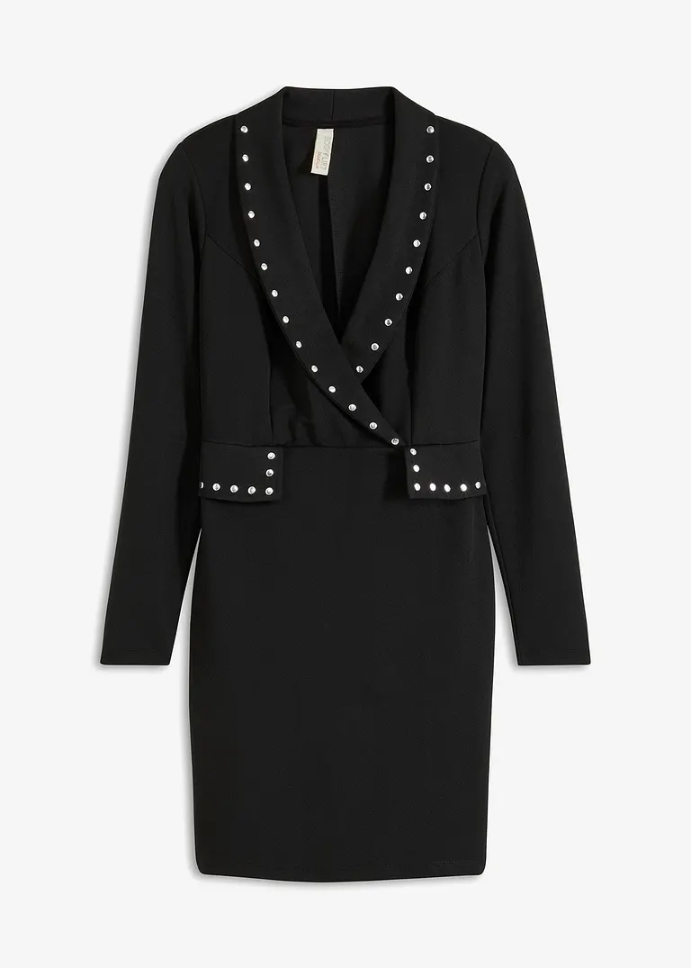 bonprix Modern und feminin: Minikleid aus fester Scuba-Qualität in Business-Optik mit Nieten-Verzierungen