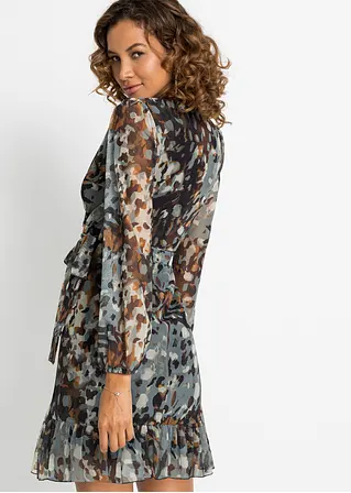 Bonprix Modern Und Feminin: Minikleid Aus Luftigem Mesh Mit Ballon-Ärmel Und Volant