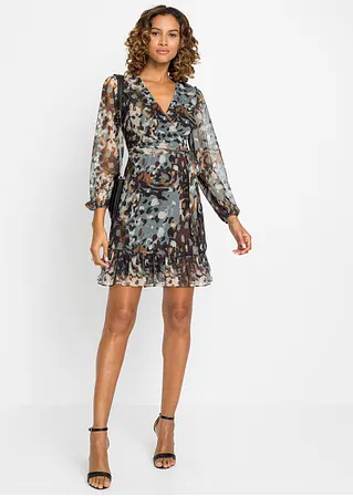 Bonprix Modern Und Feminin: Minikleid Aus Luftigem Mesh Mit Ballon-Ärmel Und Volant